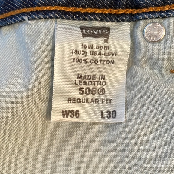 Levi's 505 Regular Fit Men's Jeans 36x30 Dark Wash - Picture 7 of 8